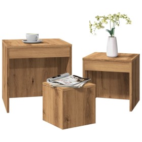 Mesas apilables 3 pzas madera contrachapada color roble artisan de , Mesas auxiliares - Ref: Foro24-856687, Precio: 79,17 €, ...