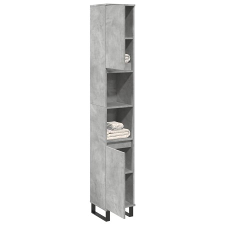 Armario de baño madera contrachapada gris hormigón 30x30x190 cm de , Tocadores de baño - Ref: Foro24-857201, Precio: 81,51 €,...