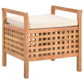 Banco de almacenamiento de madera maciza de nogal 49x48x49 cm en Bancos para recibidores y almacenamiento | Comprar online en Fo