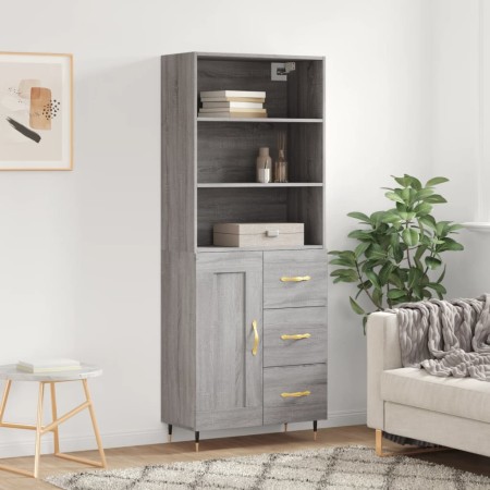 Aparador alto madera contrachapada gris sonoma 69,5x34x180 cm de , Aparadores - Ref: Foro24-3190003, Precio: 145,55 €, Descue...