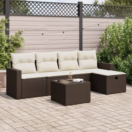 Set sofás de jardín 6 piezas y cojines ratán sintético marrón de , Conjuntos de jardín - Ref: Foro24-3325379, Precio: 384,90 ...