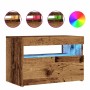 Mueble TV luces LED madera ingeniería envejecida 60x35x40 cm de , Muebles TV - Ref: Foro24-856309, Precio: 52,48 €, Descuento: %