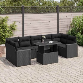 Set de sofás de jardín y cojines 8 piezas ratán sintético negro de , Conjuntos de jardín - Ref: Foro24-3326276, Precio: 575,9...