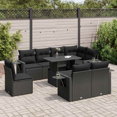 Set de sofás de jardín con cojines 9 pzas ratán sintético negro de , Conjuntos de jardín - Ref: Foro24-3326496, Precio: 689,1...