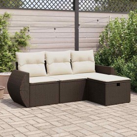 Set de sofás de jardín 4 pzas y cojines ratán sintético marrón de , Conjuntos de jardín - Ref: Foro24-3325559, Precio: 289,38...