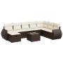 Set de sofás de jardín 9 pzas y cojines ratán sintético marrón de , Conjuntos de jardín - Ref: Foro24-3325649, Precio: 562,60...