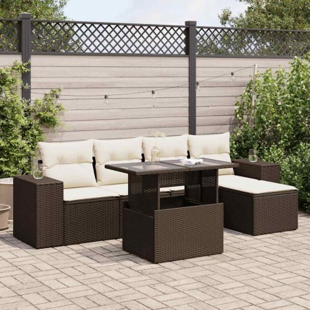Set sofás de jardín 6 piezas y cojines ratán sintético marrón de , Conjuntos de jardín - Ref: Foro24-3326784, Precio: 431,75 ...