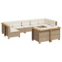 Set de sofás de jardín con cojines 9 pzas ratán sintético beige en Conjuntos de jardín | Comprar online en Foru.es