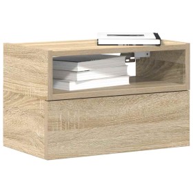 Mesita de noche de pared color roble ahumado 45x26x28,5 cm de , Mesitas de noche - Ref: Foro24-858600, Precio: 40,89 €, Descu...
