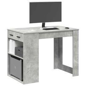 Escritorio con cajón estante madera contrachapada gris hormigón de , Mesas de cocina y de comedor - Ref: Foro24-858689, Preci...