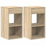Mesillas de noche con cajón 2 uds roble sonoma 35x34x66,5 cm de , Mesitas de noche - Ref: Foro24-858718, Precio: 69,51 €, Des...