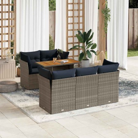 Set de muebles de jardín 6 pzas y cojines ratán sintético gris de , Conjuntos de jardín - Ref: Foro24-3326889, Precio: 499,34...