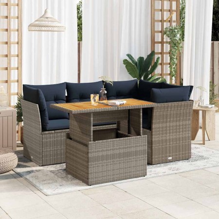 Juego de sofás jardín con cojines 5 pzas ratán sintético gris de , Conjuntos de jardín - Ref: Foro24-3326924, Precio: 420,62 ...