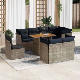 Set de sofás de jardín con cojines 9 pzas ratán sintético gris de , Conjuntos de jardín - Ref: Foro24-3326945, Precio: 730,79...