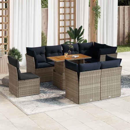 Set de sofás de jardín con cojines 9 pzas ratán sintético gris de , Conjuntos de jardín - Ref: Foro24-3326945, Precio: 730,79...