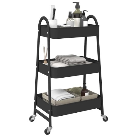 Carrito de almacenaje 3 niveles acero negro 42x41,5x77 cm de , Carretillas de carga - Ref: Foro24-4012381, Precio: 32,40 €, D...
