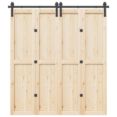 Kit de herrajes para puertas correderas acero negro 200 cm de , Artículos para puertas - Ref: Foro24-4009745, Precio: 118,43 ...