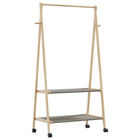 Perchero con estantes y ruedas 96x45,5x155,5 cm bambú de , Organizadores de vestidores y perchas de barra - Ref: Foro24-40089...