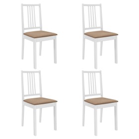 Sillas de comedor con cojines 4 unidades madera maciza blanca en Sillas de comedor | Comprar online en Foru.es