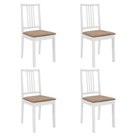 Sillas de comedor con cojines 4 unidades madera maciza blanca en Sillas de comedor | Comprar online en Foru.es