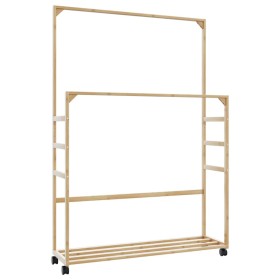 Perchero con estantes y ruedas 90x35x155 cm bambú de , Organizadores de vestidores y perchas de barra - Ref: Foro24-4008916, ...