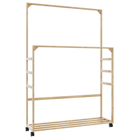Perchero con estantes y ruedas 90x35x155 cm bambú de , Organizadores de vestidores y perchas de barra - Ref: Foro24-4008916, ...