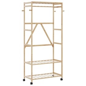 Perchero con estantes y ruedas 90x40x179,5 cm bambú de , Organizadores de vestidores y perchas de barra - Ref: Foro24-4008921...