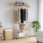 Perchero con estantes y ruedas 90x40x179,5 cm bambú de , Organizadores de vestidores y perchas de barra - Ref: Foro24-4008921...