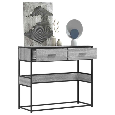 Mesa consola madera de ingeniería gris Sonoma 90x35x80 cm de , Mesas auxiliares - Ref: Foro24-849177, Precio: 74,58 €, Descue...