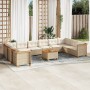 Set de sofás de jardín 11pzas con cojines ratán sintético beige en Conjuntos de jardín | Comprar online en Foru.es