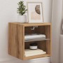 Mueble de TV de pared con luces LED roble artisian 30x28,5x30cm de , Muebles TV - Ref: Foro24-857674, Precio: 32,10 €, Descue...