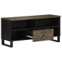 Mueble de TV madera maciza de mango negro 100x33x46 cm de , Almacenamiento para CD y DVD - Ref: Foro24-4017700, Precio: 94,57...