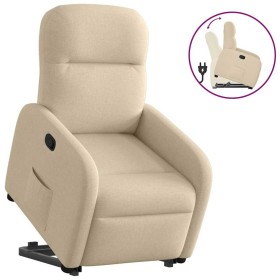 Sillón reclinable elevable de tela color crema de , Sillones - Ref: Foro24-3302980, Precio: 265,49 €, Descuento: %
