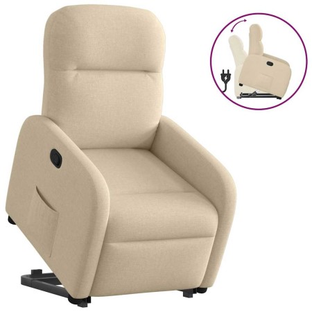 Sillón reclinable elevable de tela color crema de , Sillones - Ref: Foro24-3302980, Precio: 265,49 €, Descuento: %