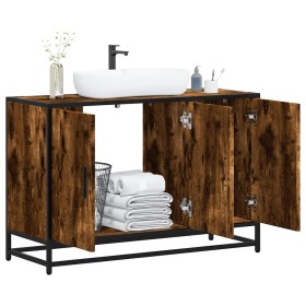 Armario lavabo baño madera ingeniería roble ahumado 90x33x60 cm de , Muebles de baño - Ref: Foro24-849271, Precio: 84,35 €, D...