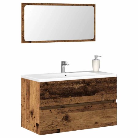 Mueble de baño con espejo de madera antigua madera ingeniería de , Muebles de baño - Ref: Foro24-856377, Precio: 88,74 €, Des...