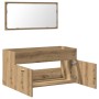 Mueble de baño con espejo de madera ingeniería roble artesanal de , Muebles de baño - Ref: Foro24-856382, Precio: 94,88 €, De...