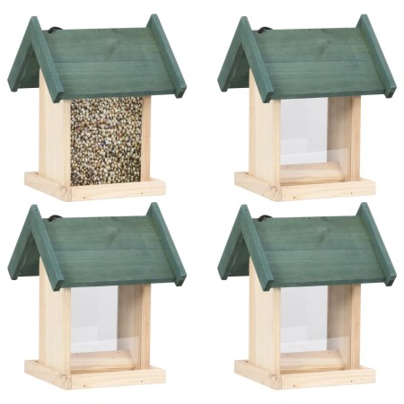 Comederos para pájaros 4 unidades madera de abeto de vidaXL, Comederos para pájaros - Ref: Foro24-47233, Precio: 39,26 €, Des...