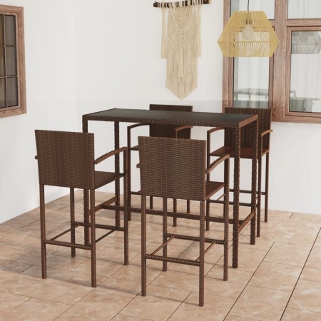 Set de bar de jardín 5 piezas ratán sintético marrón de vidaXL, Conjuntos de jardín - Ref: Foro24-3064842, Precio: 354,30 €, ...