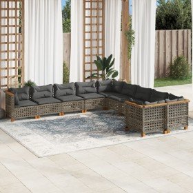 Set de sofás de jardín 10 pzas con cojines ratán sintético gris en Conjuntos de jardín | Comprar online en Foru.es