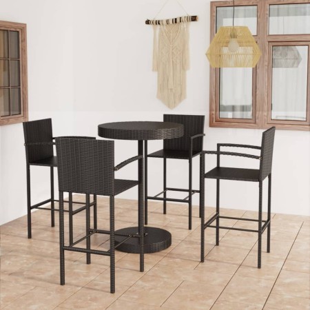 Conjunto de bar para jardín 5 piezas ratán sintético negro de vidaXL, Conjuntos de jardín - Ref: Foro24-3064772, Precio: 341,...