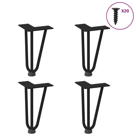 Patas de mesa tipo horquilla 4 uds acero macizo negro 20 cm de , Patas para mesas - Ref: Foro24-4012432, Precio: 39,19 €, Des...