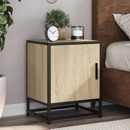 Mesita de noche madera ingeniería roble sonoma 40x31x50cm metal de , Mesitas de noche - Ref: Foro24-848711, Precio: 36,46 €, ...