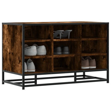 Banco zapatero madera de ingeniería roble ahumado 84x40x53,5 cm de , Bancos para recibidores y almacenamiento - Ref: Foro24-8...