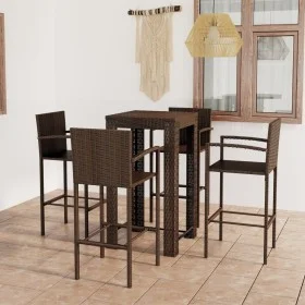 Muebles de bar de jardín 5 pzas ratán PE reposabrazos marrón de vidaXL, Conjuntos de jardín - Ref: Foro24-3064807, Precio: 34...