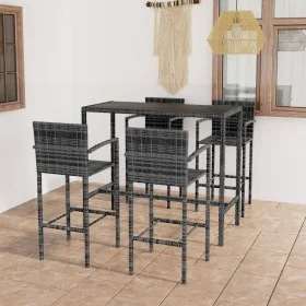 Mesa y taburetes altos jardín 5 piezas ratán sintético gris de vidaXL, Conjuntos de jardín - Ref: Foro24-3064844, Precio: 343...