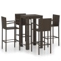 Muebles de bar de jardín 5 pzas ratán PE reposabrazos marrón de vidaXL, Conjuntos de jardín - Ref: Foro24-3064807, Precio: 34...