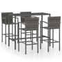 Mesa y taburetes altos jardín 5 piezas ratán sintético gris de vidaXL, Conjuntos de jardín - Ref: Foro24-3064844, Precio: 364...