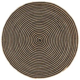 Alfombra de yute tejida a mano diseño espiral negro 120 cm de , Alfombras - Ref: Foro24-133720, Precio: 51,90 €, Descuento: %