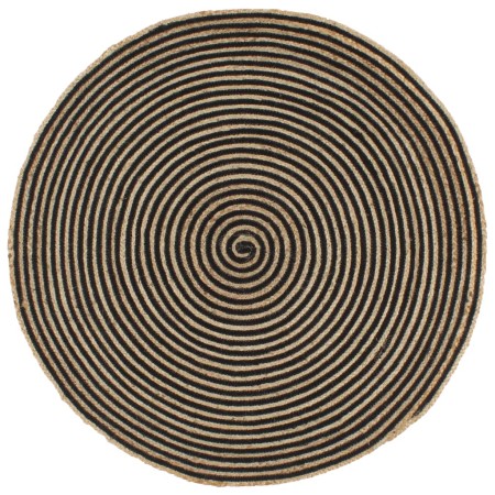 Alfombra de yute tejida a mano diseño espiral negro 120 cm de , Alfombras - Ref: Foro24-133720, Precio: 51,90 €, Descuento: %